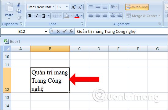 xuống dòng trong ô excel