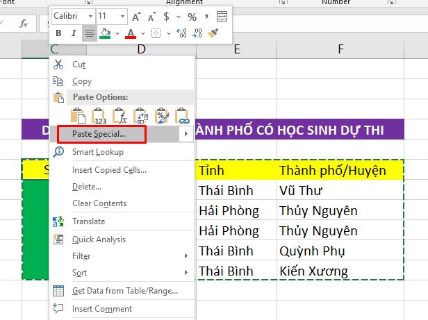 Cách chuyển hàng thành cột trong Excel đơn giản