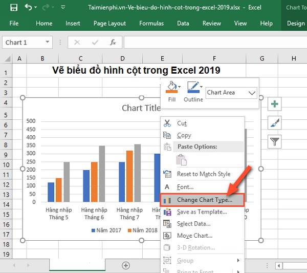 Hướng dẫn chi tiết các bước trong cách vẽ biểu đồ cột trong Excel