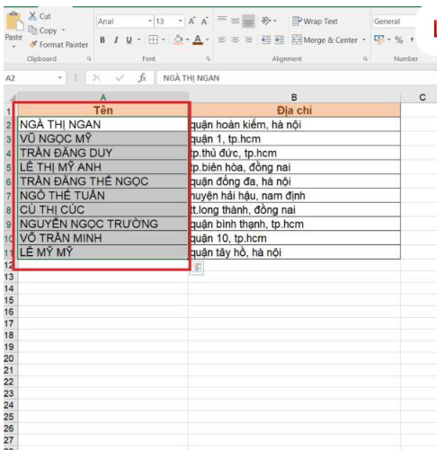 cách chuyển chữ thường sang in hoa trong Excel
